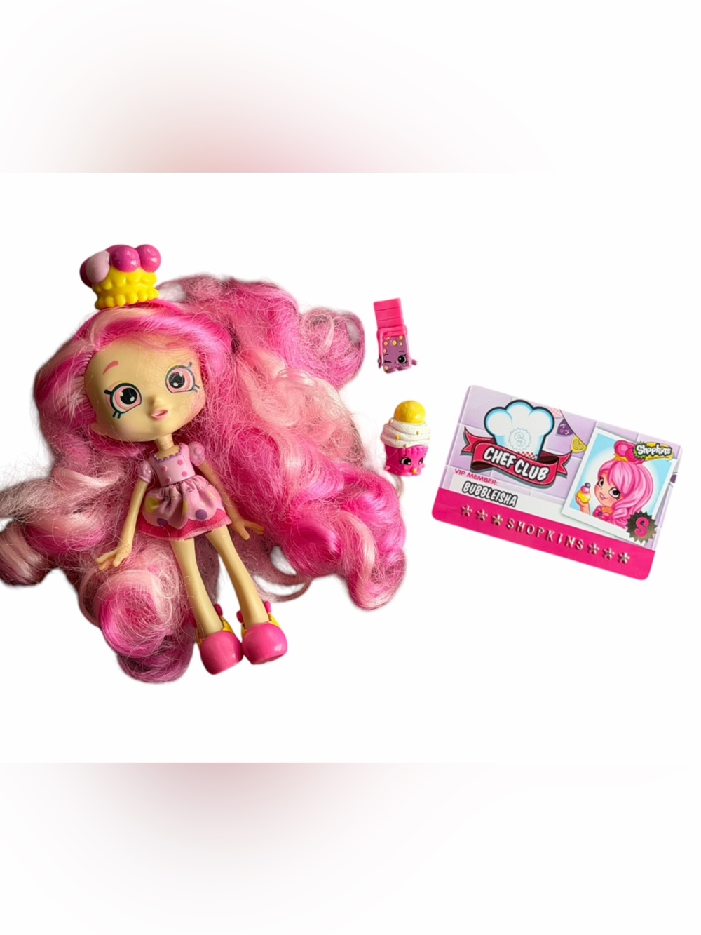 Shopkins Bubbleisha Pink & Blonde Hair Doll with Chef Club Accessories